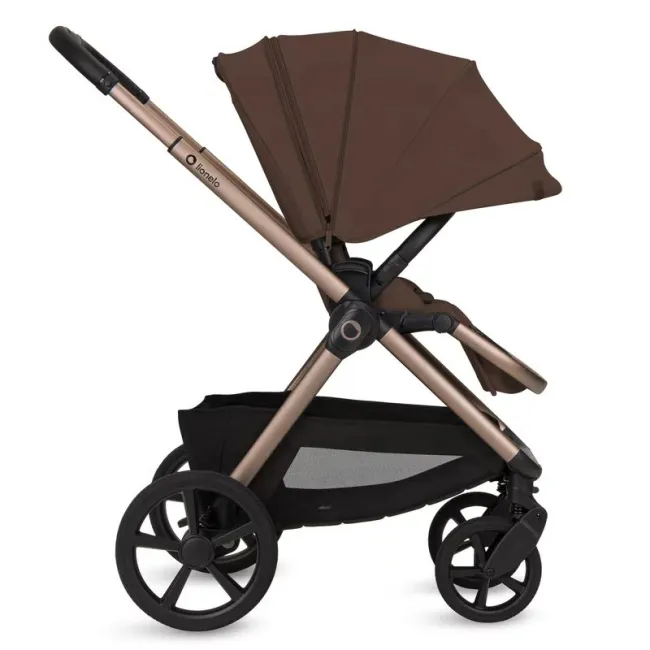 Carucior 2 in 1, Lionelo, Carmine, Parte sport si Landou anti-reflux, Salteluta ventilata, Reglare spatar, Suport de picioare, Maner reglabil, Sustine 22 kg, Cu accesorii, 0 luni+, Maro BYNLO-CARMINE_2IN1_BROWN_CHOCOLATE