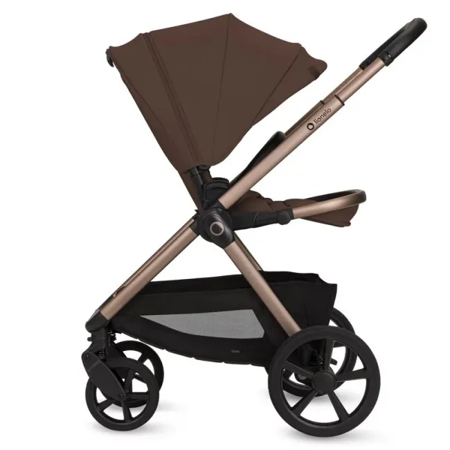 Carucior 2 in 1, Lionelo, Carmine, Parte sport si Landou anti-reflux, Salteluta ventilata, Reglare spatar, Suport de picioare, Maner reglabil, Sustine 22 kg, Cu accesorii, 0 luni+, Maro BYNLO-CARMINE_2IN1_BROWN_CHOCOLATE