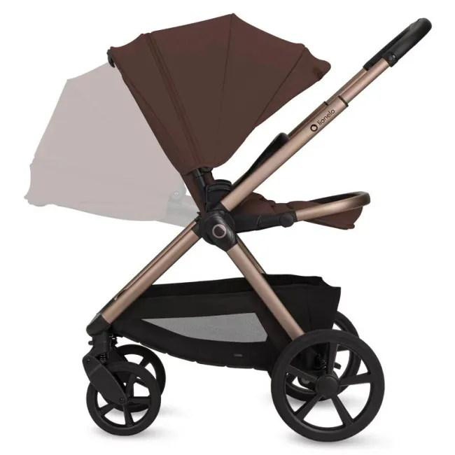 Carucior 2 in 1, Lionelo, Carmine, Parte sport si Landou anti-reflux, Salteluta ventilata, Reglare spatar, Suport de picioare, Maner reglabil, Sustine 22 kg, Cu accesorii, 0 luni+, Maro BYNLO-CARMINE_2IN1_BROWN_CHOCOLATE