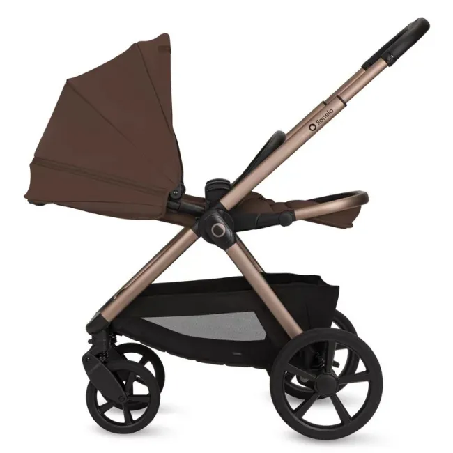 Carucior 2 in 1, Lionelo, Carmine, Parte sport si Landou anti-reflux, Salteluta ventilata, Reglare spatar, Suport de picioare, Maner reglabil, Sustine 22 kg, Cu accesorii, 0 luni+, Maro BYNLO-CARMINE_2IN1_BROWN_CHOCOLATE