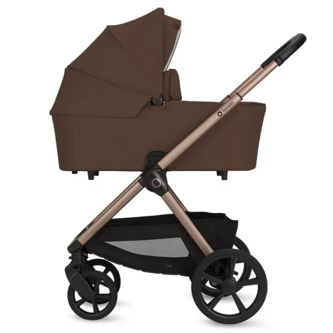 Carucior 2 in 1, Lionelo, Carmine, Parte sport si Landou anti-reflux, Salteluta ventilata, Reglare spatar, Suport de picioare, Maner reglabil, Sustine 22 kg, Cu accesorii, 0 luni+, Maro BYNLO-CARMINE_2IN1_BROWN_CHOCOLATE