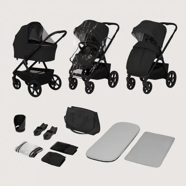 Carucior 2 in 1, Lionelo, Carmine, Parte sport si Landou anti-reflux, Salteluta ventilata, Reglare spatar, Suport de picioare, Maner reglabil, Sustine 22 kg, Cu accesorii, 0 luni+, Negru BYNLO-CARMINE_2IN1_BLACK_ONYX