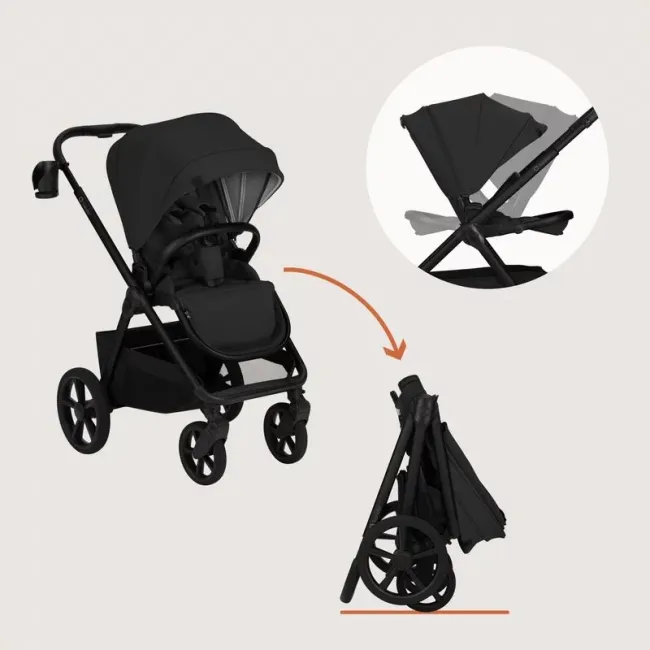 Carucior 2 in 1, Lionelo, Carmine, Parte sport si Landou anti-reflux, Salteluta ventilata, Reglare spatar, Suport de picioare, Maner reglabil, Sustine 22 kg, Cu accesorii, 0 luni+, Negru BYNLO-CARMINE_2IN1_BLACK_ONYX