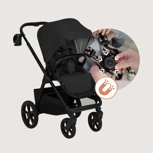 Carucior 2 in 1, Lionelo, Carmine, Parte sport si Landou anti-reflux, Salteluta ventilata, Reglare spatar, Suport de picioare, Maner reglabil, Sustine 22 kg, Cu accesorii, 0 luni+, Negru BYNLO-CARMINE_2IN1_BLACK_ONYX