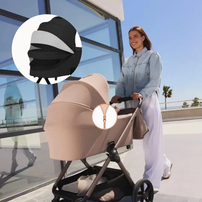 Carucior 2 in 1, Lionelo, Carmine, Parte sport si Landou anti-reflux, Salteluta ventilata, Reglare spatar, Suport de picioare, Maner reglabil, Sustine 22 kg, Cu accesorii, 0 luni+, Negru BYNLO-CARMINE_2IN1_BLACK_ONYX