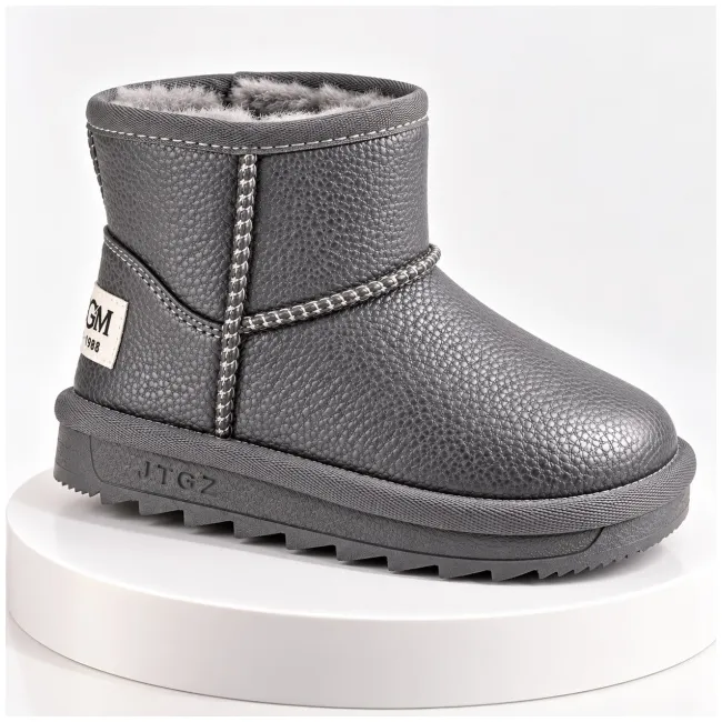 Cizme imblanite pentru fetita, superbaby, gri sidef, model simply beautiful, piele ecologica