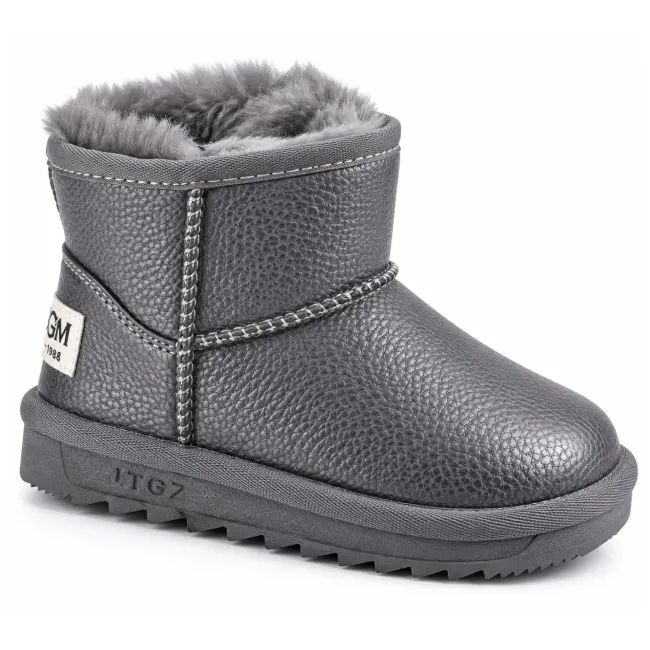 Cizme imblanite pentru fetita, superbaby, gri sidef, model simply beautiful, piele ecologica