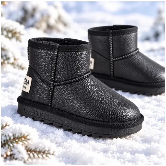 Cizme imblanite pentru fetita, superbaby, negru sidef, model simply beautiful, piele ecologica