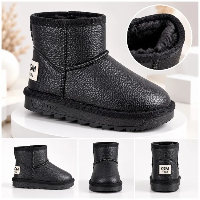 Cizme imblanite pentru fetita, superbaby, negru sidef, model simply beautiful, piele ecologica