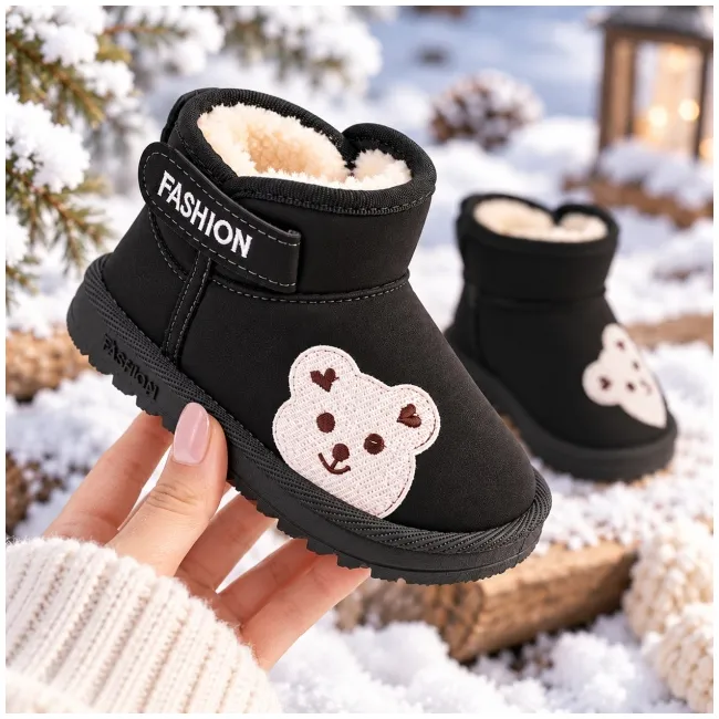 Cizme negre teddy, superbaby, unisex, piele ecologica ad26