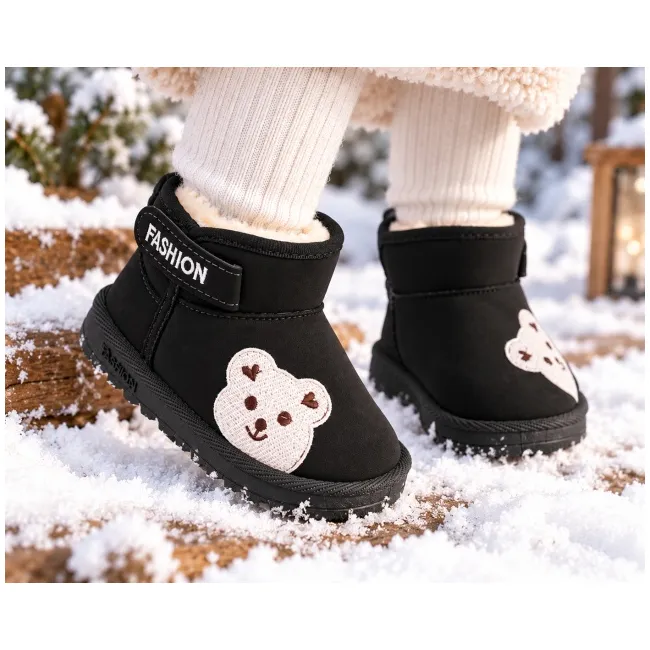 Cizme negre teddy, superbaby, unisex, piele ecologica ad26