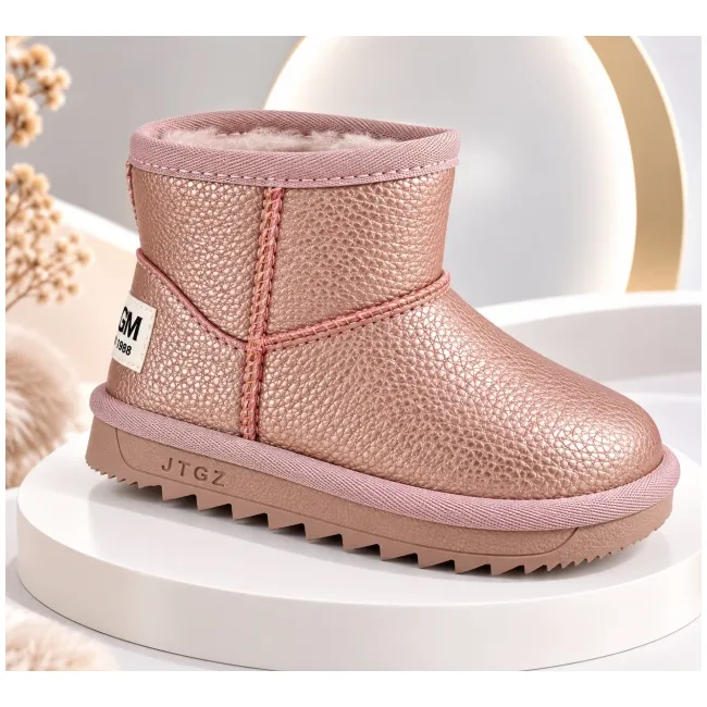 Cizme roz sidefat pentru fetita, superbaby, model simply beautiful, piele ecologica