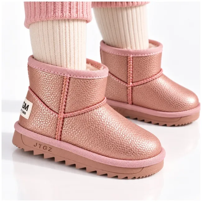 Cizme roz sidefat pentru fetita, superbaby, model simply beautiful, piele ecologica