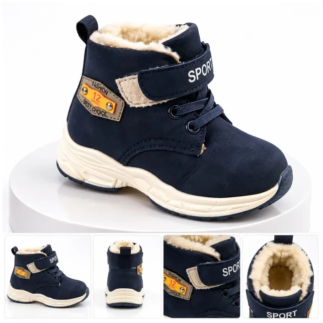 Ghete imblanite cu inchidere bareta velcro, model lucas, piele ecologica