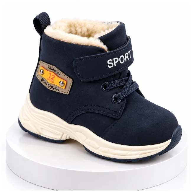 Ghete imblanite cu inchidere bareta velcro, model lucas, piele ecologica