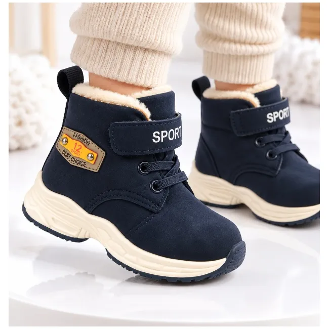 Ghete imblanite cu inchidere bareta velcro, model lucas, piele ecologica