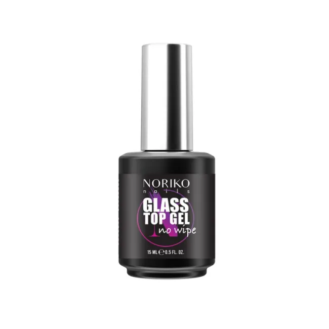 Glass Top Gel No Wipe Noriko Nails 15 ml, fără HEMA, di-HEMA și TPO, Luciu Intens, Efect de Sticlă 15-ml EXL2779_2421