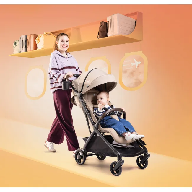 Joie - carucior ultracompact porto cashew, compatibil bagaj de cabina, pliere automata, de la nastere pana la 22 kg bbbs2501bacsw000
