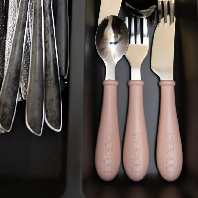 Set 3 tacamuri din inox Beaba pentru copii 12 luni+ Cotton Candy