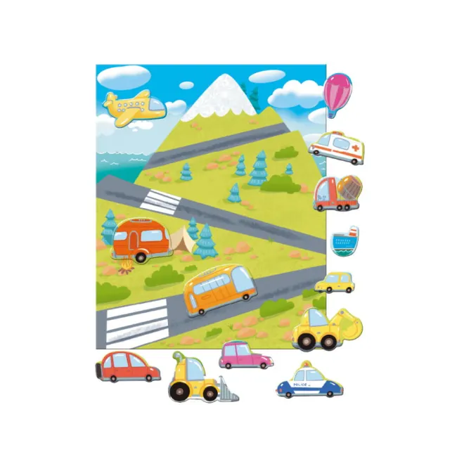 Set cu abtibilduri reutilizabile - vehicule in calatorie