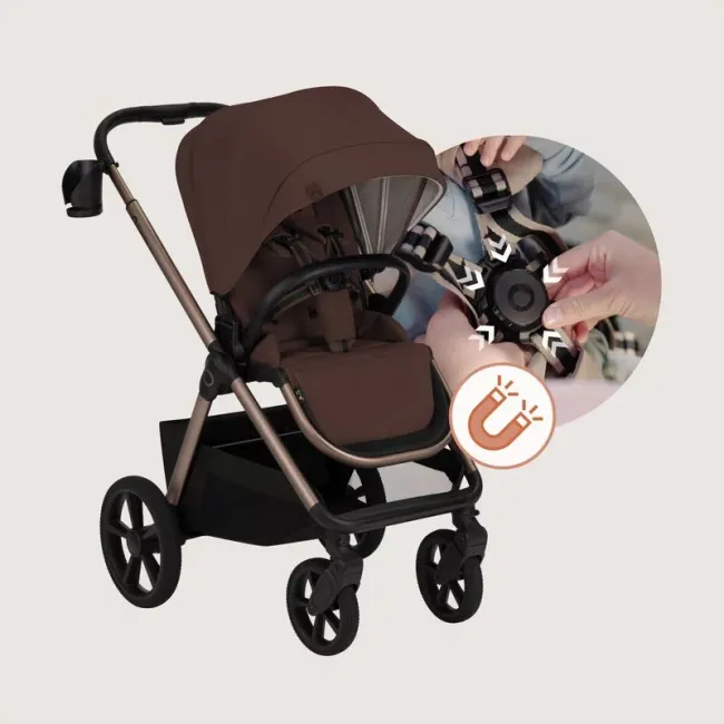 Carucior 2 in 1, Lionelo, Carmine, Parte sport si Landou anti-reflux, Salteluta ventilata, Reglare spatar, Suport de picioare, Maner reglabil, Sustine 22 kg, Cu accesorii, 0 luni+, Maro BYNLO-CARMINE_2IN1_BROWN_CHOCOLATE
