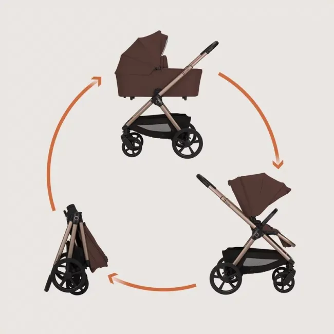Carucior 2 in 1, Lionelo, Carmine, Parte sport si Landou anti-reflux, Salteluta ventilata, Reglare spatar, Suport de picioare, Maner reglabil, Sustine 22 kg, Cu accesorii, 0 luni+, Maro BYNLO-CARMINE_2IN1_BROWN_CHOCOLATE