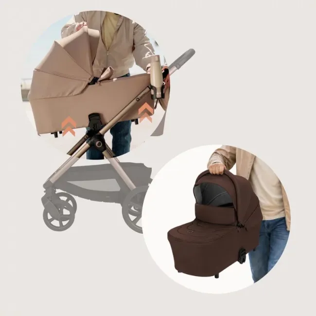 Carucior 2 in 1, Lionelo, Carmine, Parte sport si Landou anti-reflux, Salteluta ventilata, Reglare spatar, Suport de picioare, Maner reglabil, Sustine 22 kg, Cu accesorii, 0 luni+, Maro BYNLO-CARMINE_2IN1_BROWN_CHOCOLATE