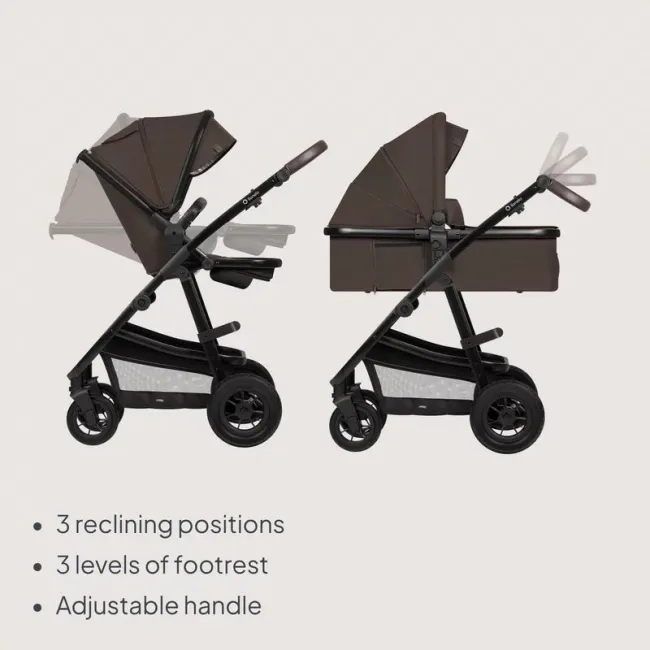 Carucior 3 in 1, Lionelo, Amber, Cadru aluminiu, Cu landou intarit si salteluta moale, Cu scoica auto testata ADAC, Reversibil, Cu accesorii, Geanta parinti, Pana la 22 kg, Maro BYNLO-AMBER_3IN1_BROWN_CHOCOLATE