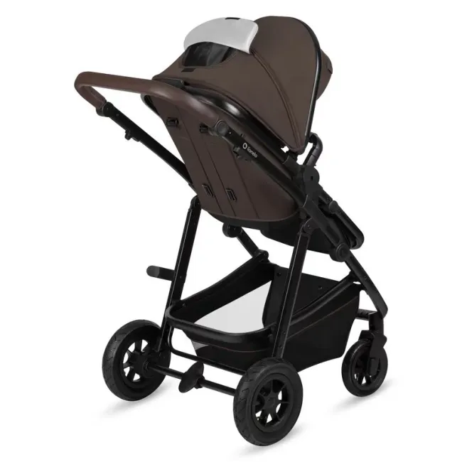 Carucior 3 in 1, Lionelo, Amber, Cadru aluminiu, Cu landou intarit si salteluta moale, Cu scoica auto testata ADAC, Reversibil, Cu accesorii, Geanta parinti, Pana la 22 kg, Maro BYNLO-AMBER_3IN1_BROWN_CHOCOLATE