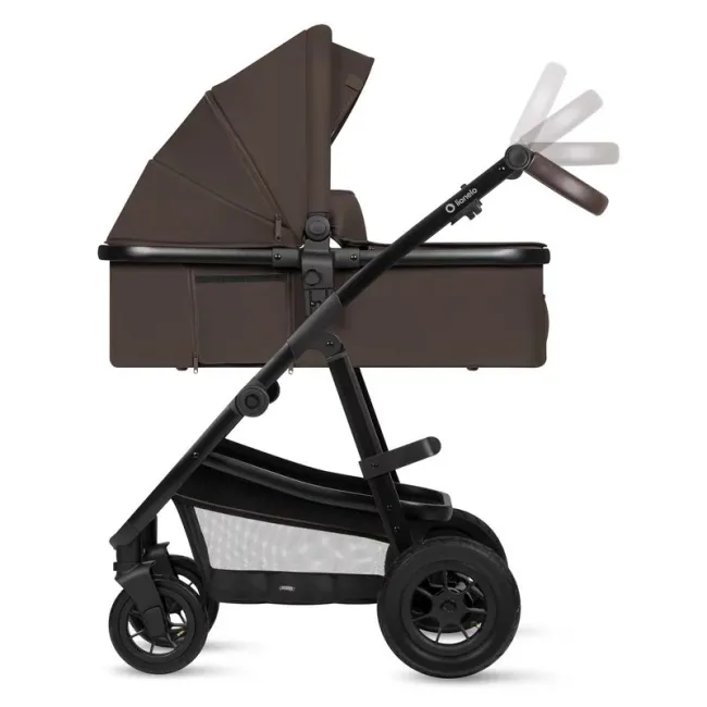 Carucior 3 in 1, Lionelo, Amber, Cadru aluminiu, Cu landou intarit si salteluta moale, Cu scoica auto testata ADAC, Reversibil, Cu accesorii, Geanta parinti, Pana la 22 kg, Maro BYNLO-AMBER_3IN1_BROWN_CHOCOLATE