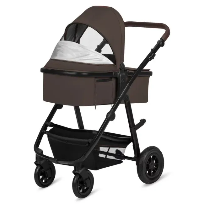 Carucior 3 in 1, Lionelo, Amber, Cadru aluminiu, Cu landou intarit si salteluta moale, Cu scoica auto testata ADAC, Reversibil, Cu accesorii, Geanta parinti, Pana la 22 kg, Maro BYNLO-AMBER_3IN1_BROWN_CHOCOLATE