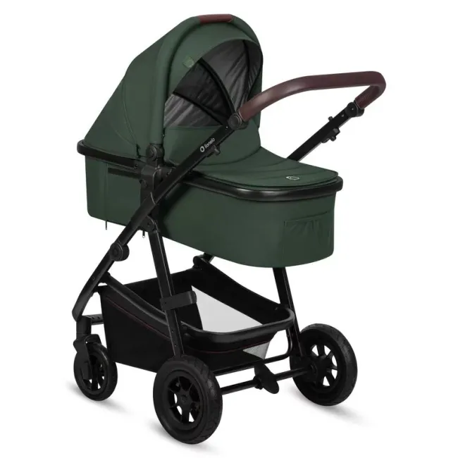 Carucior 3 in 1, Lionelo, Amber, Cadru aluminiu, Cu landou intarit si salteluta moale, Cu scoica auto testata ADAC, Reversibil, Cu accesorii, Geanta parinti, Pana la 22 kg, Verde BYNLO-AMBER_3IN1_GREEN_FOREST