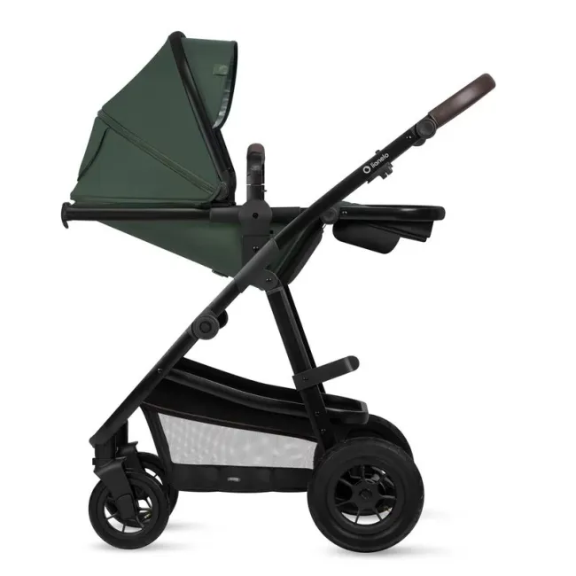 Carucior 3 in 1, Lionelo, Amber, Cadru aluminiu, Cu landou intarit si salteluta moale, Cu scoica auto testata ADAC, Reversibil, Cu accesorii, Geanta parinti, Pana la 22 kg, Verde BYNLO-AMBER_3IN1_GREEN_FOREST