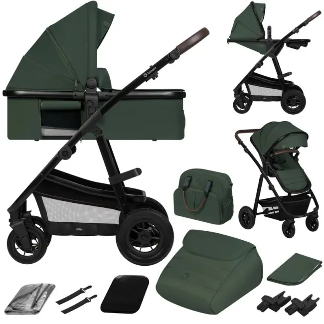 Carucior 3 in 1, Lionelo, Amber, Cadru aluminiu, Cu landou intarit si salteluta moale, Cu scoica auto testata ADAC, Reversibil, Cu accesorii, Geanta parinti, Pana la 22 kg, Verde BYNLO-AMBER_3IN1_GREEN_FOREST