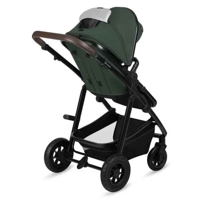 Carucior 3 in 1, Lionelo, Amber, Cadru aluminiu, Cu landou intarit si salteluta moale, Cu scoica auto testata ADAC, Reversibil, Cu accesorii, Geanta parinti, Pana la 22 kg, Verde BYNLO-AMBER_3IN1_GREEN_FOREST
