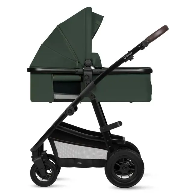 Carucior 3 in 1, Lionelo, Amber, Cadru aluminiu, Cu landou intarit si salteluta moale, Cu scoica auto testata ADAC, Reversibil, Cu accesorii, Geanta parinti, Pana la 22 kg, Verde BYNLO-AMBER_3IN1_GREEN_FOREST