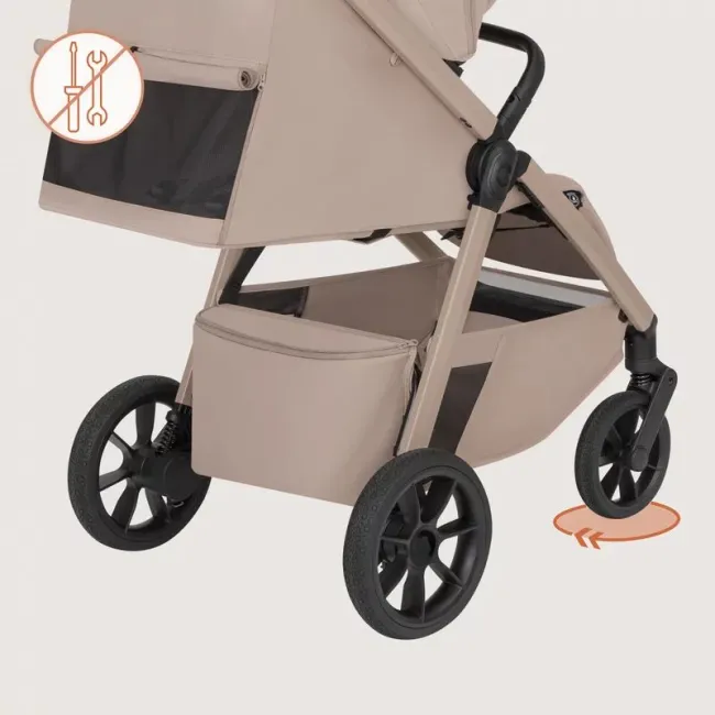 Carucior sport, Lionelo, Bett, Compact, Pliere rapida cu o mana, Copertina impermeabila UPF50+, Cu organizator ThermBag si accesorii, 6-48 luni, Sustine 22 kg, Bej Sand BYNLO-BETT_BEIGE_SAND