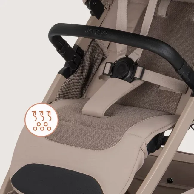 Carucior sport, Lionelo, Bett, Compact, Pliere rapida cu o mana, Copertina impermeabila UPF50+, Cu organizator ThermBag si accesorii, 6-48 luni, Sustine 22 kg, Bej Sand BYNLO-BETT_BEIGE_SAND