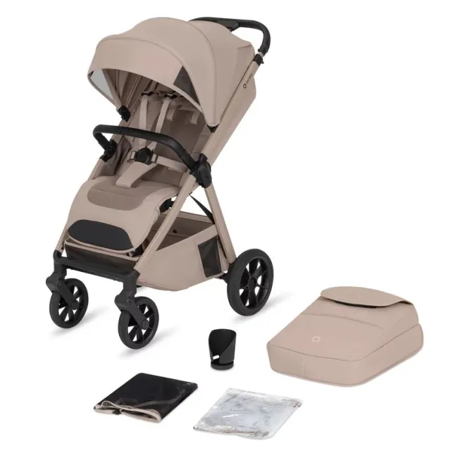 Carucior sport, Lionelo, Bett, Compact, Pliere rapida cu o mana, Copertina impermeabila UPF50+, Cu organizator ThermBag si accesorii, 6-48 luni, Sustine 22 kg, Bej Sand BYNLO-BETT_BEIGE_SAND