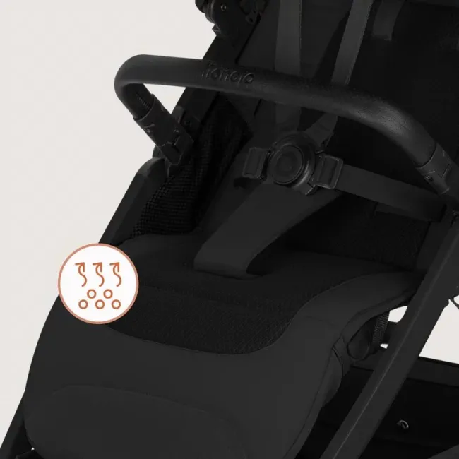 Carucior sport, Lionelo, Bett, Compact, Pliere rapida cu o mana, Copertina impermeabila UPF50+, Cu organizator ThermBag si accesorii, 6-48 luni, Sustine 22 kg, Black Onyx BYNLO-BETT_BLACK_ONYX