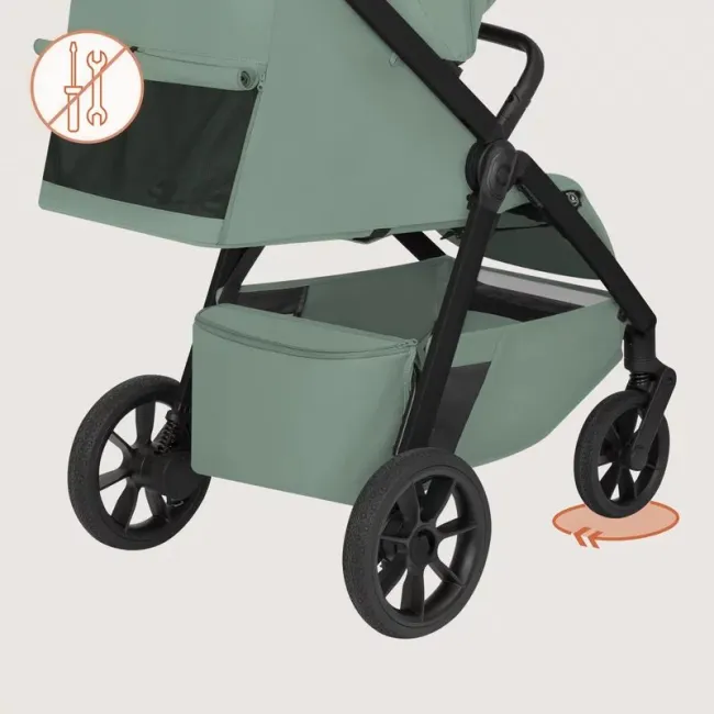 Carucior sport, Lionelo, Bett, Compact, Pliere rapida cu o mana, Copertina impermeabila UPF50+, Cu organizator ThermBag si accesorii, 6-48 luni, Sustine 22 kg, Green Sage BYNLO-BETT_GREEN_SAGE