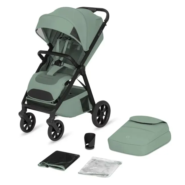 Carucior sport, Lionelo, Bett, Compact, Pliere rapida cu o mana, Copertina impermeabila UPF50+, Cu organizator ThermBag si accesorii, 6-48 luni, Sustine 22 kg, Green Sage BYNLO-BETT_GREEN_SAGE