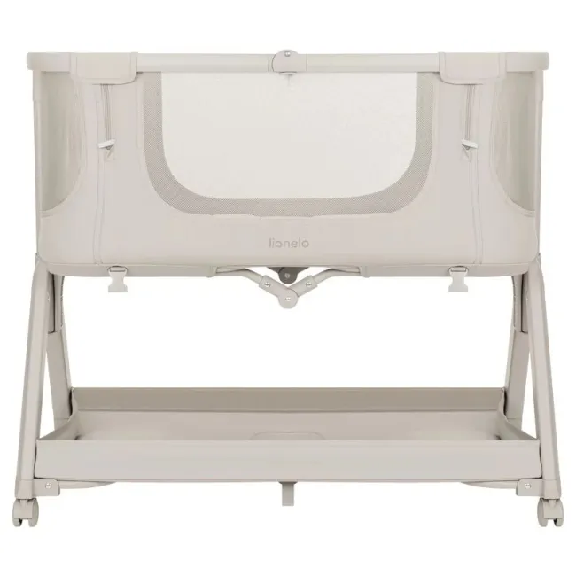Patut co-sleeper, Lionelo, Evo Luna, 2 in 1, Cu laterala culisanta, Cu setare unghiulara, Cu roti, Reglabil in 6 pozitii pe inaltime, Bej BYNLO-LUNA_EVO_BEIGE_SAND