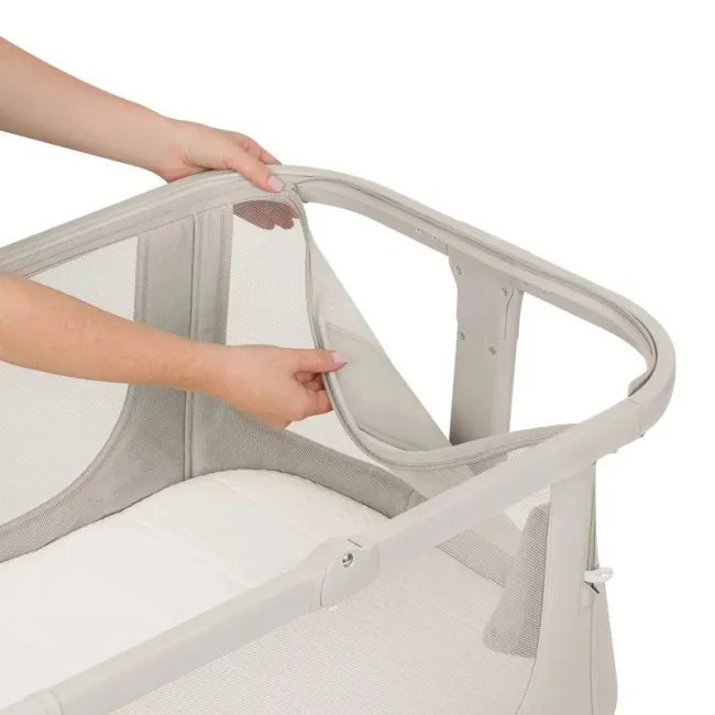 Patut co-sleeper, Lionelo, Evo Luna, 2 in 1, Cu laterala culisanta, Cu setare unghiulara, Cu roti, Reglabil in 6 pozitii pe inaltime, Bej BYNLO-LUNA_EVO_BEIGE_SAND