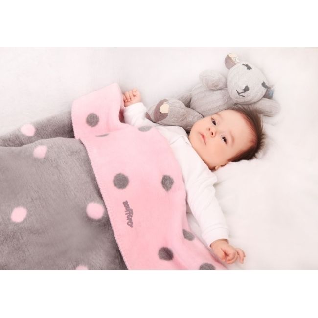 Paturica bebelusi Bumbac Buline 75x100 Womar Zaffiro AN-KBB-01 BBJAN-KBB-01_Roz/Gri