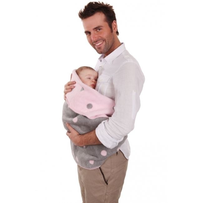 Paturica bebelusi Bumbac Buline 75x100 Womar Zaffiro AN-KBB-01 BBJAN-KBB-01_Roz/Gri