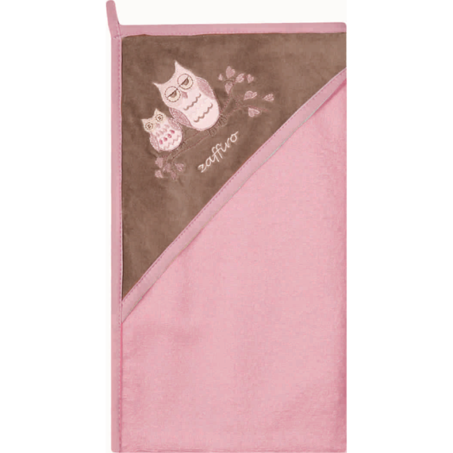 Prosop de baie cu gluga imprimeu velur 80 x 80 cm Womar Zaffiro AN-OW-01 BBJAN-OW-01_Roz/Maro