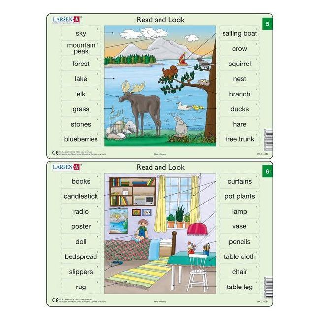 Set 10 Puzzle-uri Read and Look 1 -10 (EN), 16 piese Larsen LRRA1 BBJLRRA1_Initiala