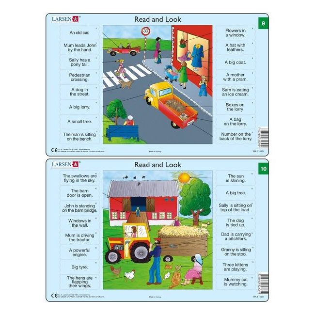 Set 10 Puzzle-uri Read and Look 1 -10 (EN), 16 piese Larsen LRRA1 BBJLRRA1_Initiala