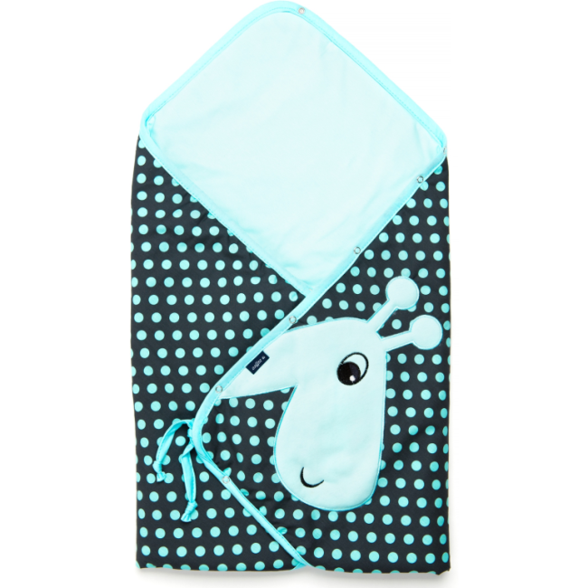 Paturica multifunctionala cu broderie Girafa Womar Zaffiro AN-OWZF-04GR BBJAN-OWZF-04GR_Gri Inchis/Turcoaz